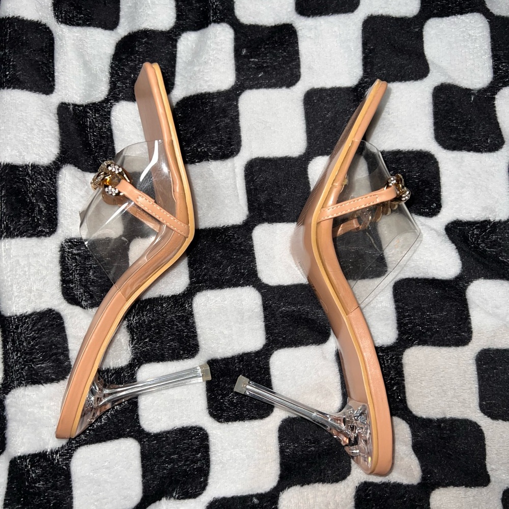 Beige Chain Strap Heels
